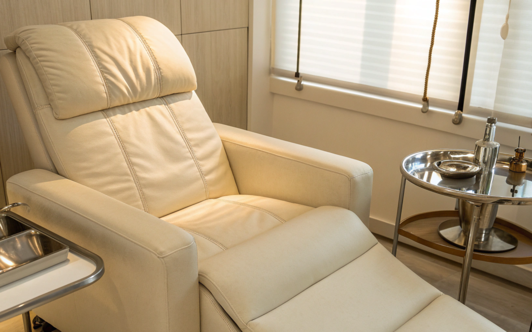 A clinic room prepared for a fat transfer to breast procedure, a key factor in the final cost.