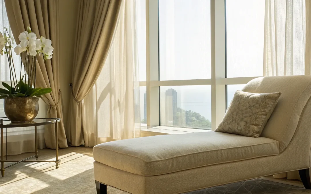 A serene living room prepared for a patient's recovery from abdominal plastic surgery.