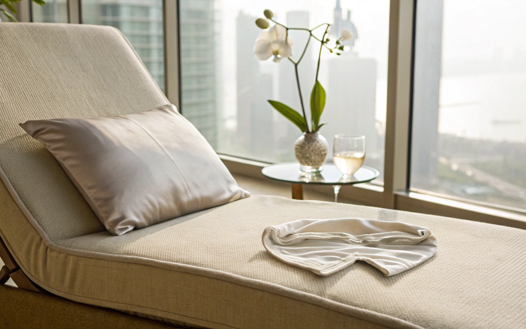 A comfortable spa chair for a peaceful recovery from under eye bag surgery.