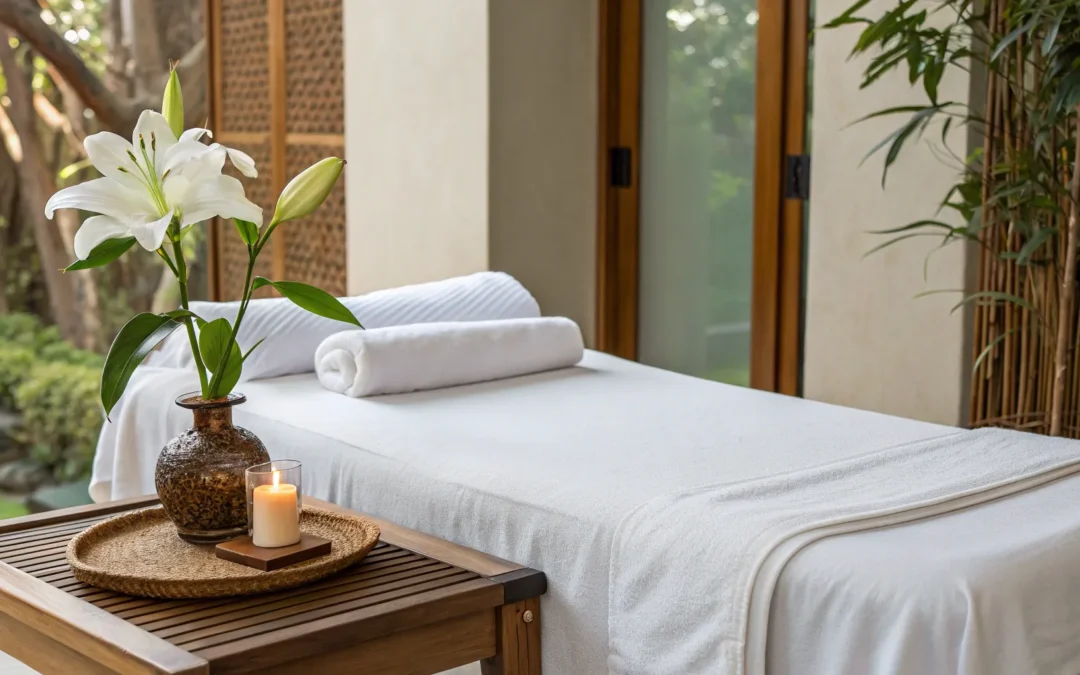 A serene recovery room for a patient after belly button lift plastic surgery.