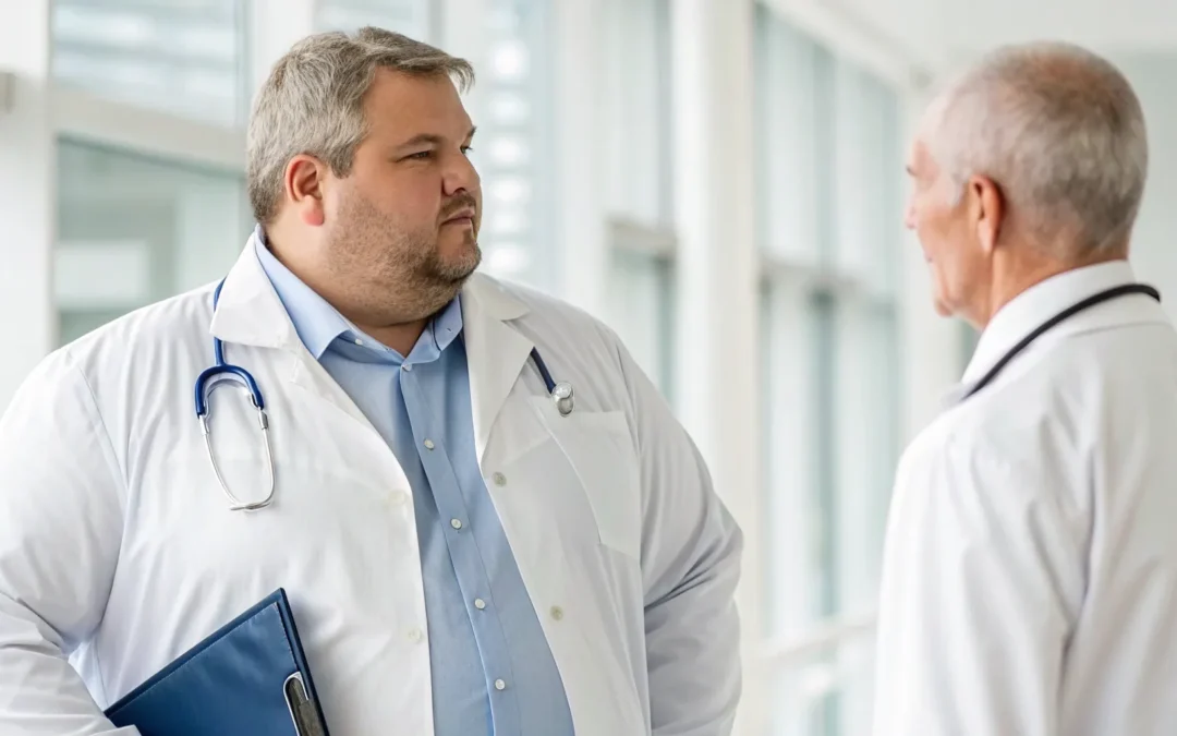 Doctors discussing treatment options for a fat pocket under the left breast.